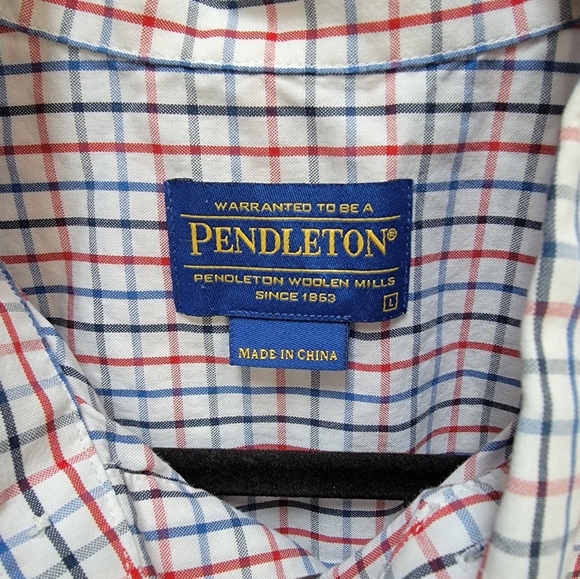 Pendleton Men's Collared Striped Red, White Blue Button Down Shirt Size Large - Picture 4 of 4